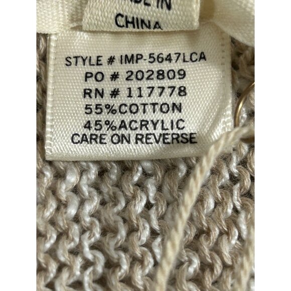 Love Stitch Draped Lapel Open Cardigan in Tan / White - OS - NWT - Picture 5 of 5